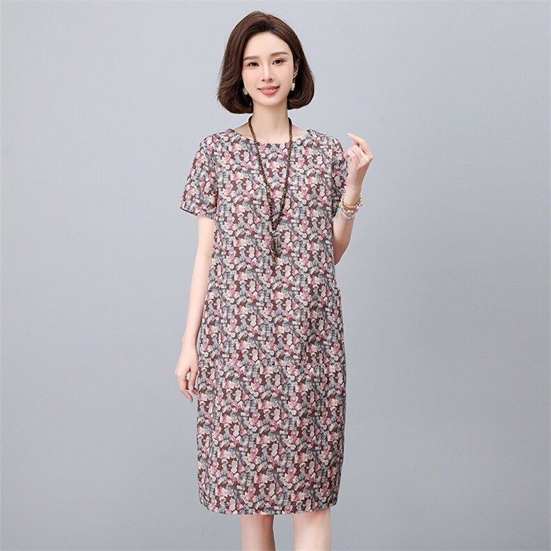 现货2025年夏季时尚减龄印花文艺优雅连衣裙,女装连衣裙,依恋蒂丝