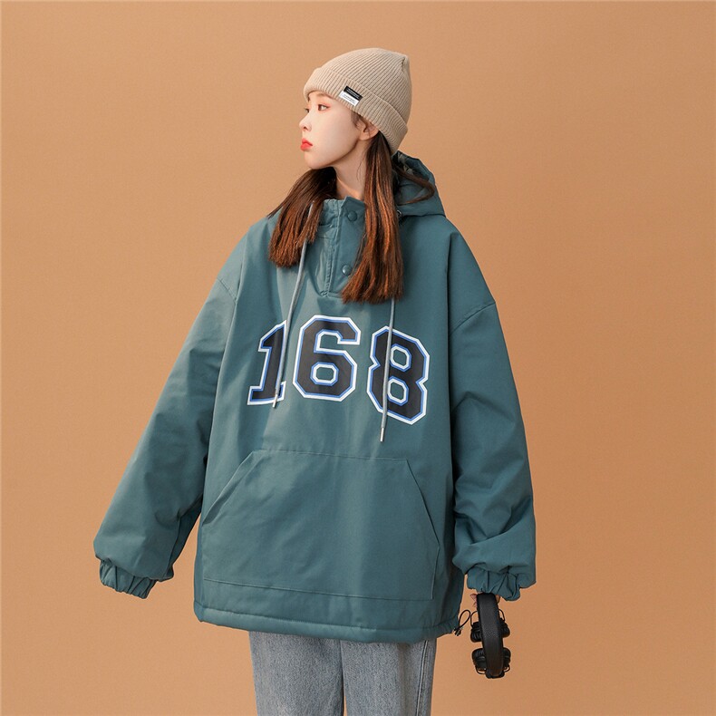 冬装新款中性风校园套头加厚连帽棉衣216-2-BK51-P118控148绿色，男装棉衣，星座716-5（原216-1）