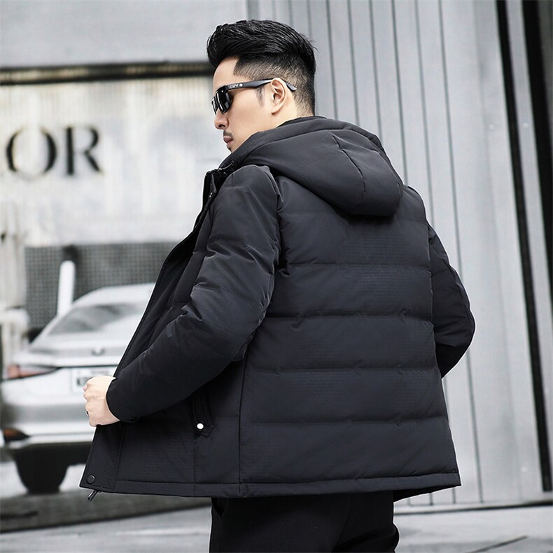 羽绒服男士连帽设计防寒蓄热冬季新款宽松时尚舒适男款白鸭绒外套,男装羽绒服,电商B212（原钱塘6029）