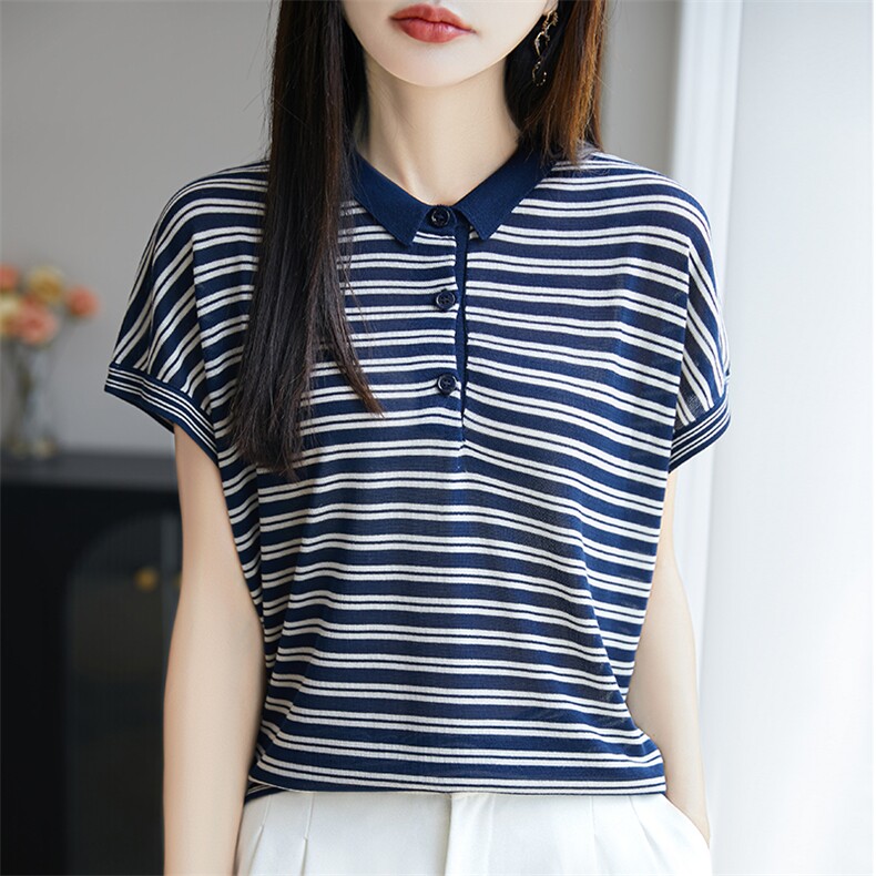 夏季新款简约莱赛尔天丝短袖女宽松百搭显瘦时尚休闲上衣,针织衫/毛衣,郡淞羊绒