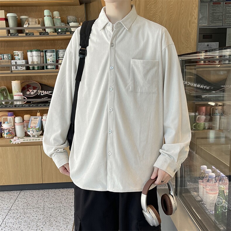 精品秋冬港风新款男大码灯芯绒衬衫宽松长袖衬衣外套/850p45,男装衬衫,电商A012