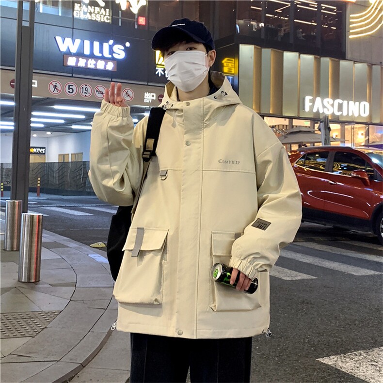 2024春季新款连帽夹克外套男休闲冲锋风衣工装潮A436-D1233-P65,男装夹克,电商A436