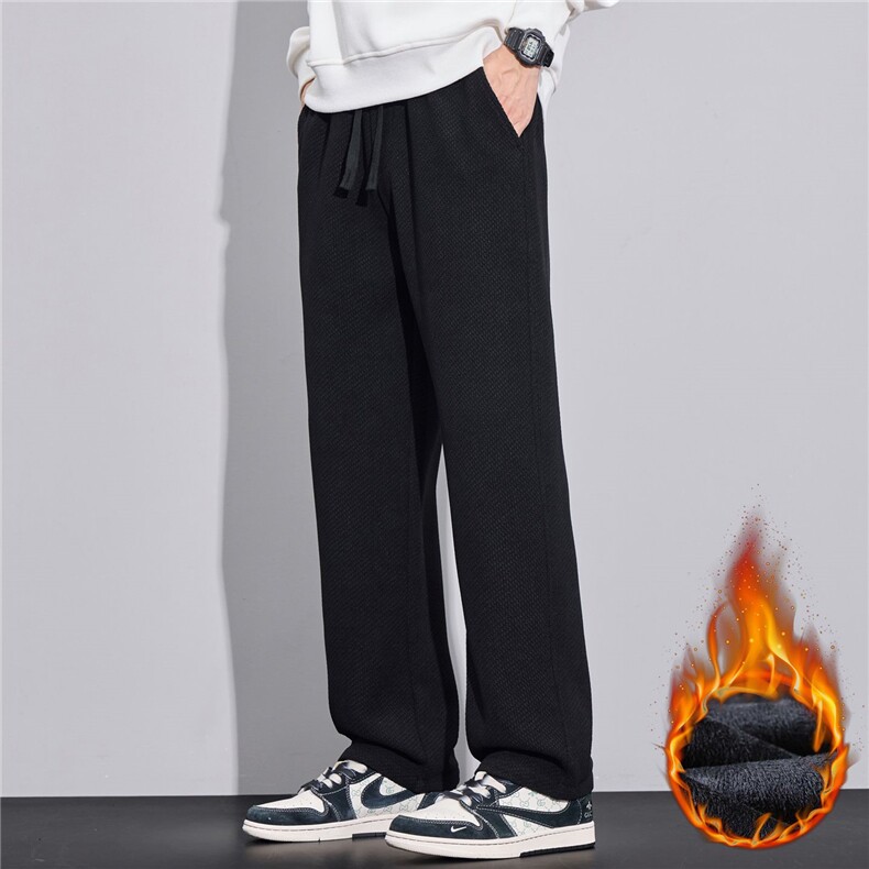 秋冬新款男士加绒厚款宽松直筒休闲裤青少年显高显瘦保暖大码主推，男装棉衣，星座224-3