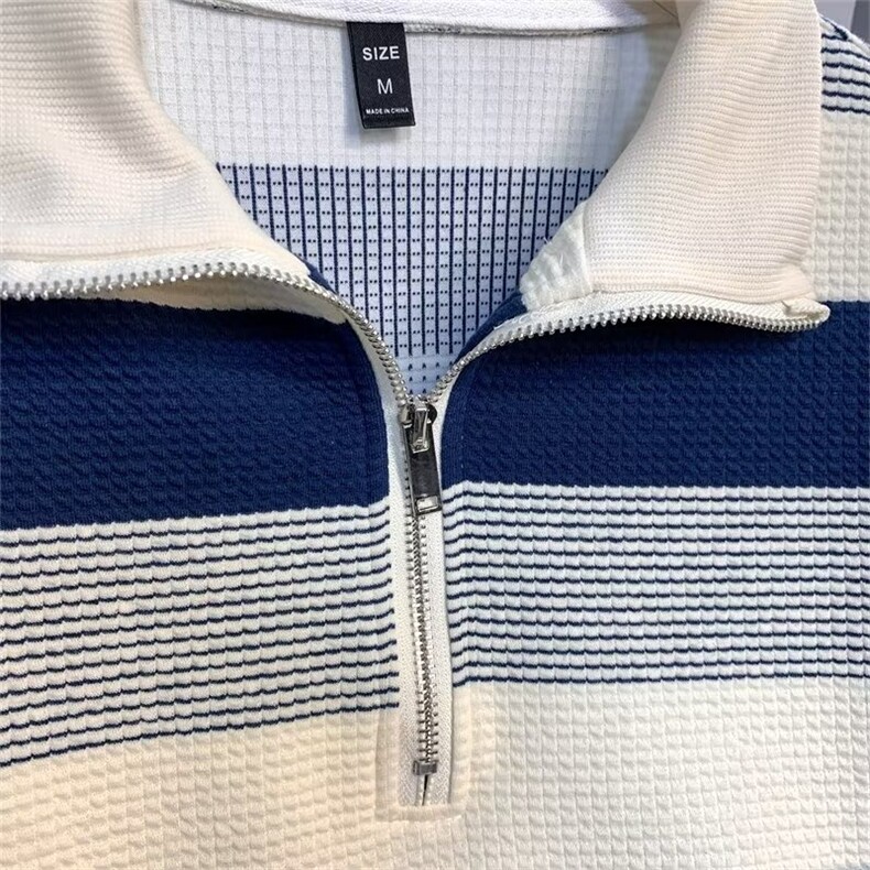 宽松条纹卫衣男女春秋季新款休闲高级感polo长袖上衣8805/P55,男装卫衣,星座506