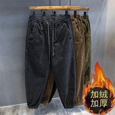 冬款加绒加厚灯芯绒休闲裤男宽松铁环束脚长裤H9188P45，男装卫衣，星座1013-1