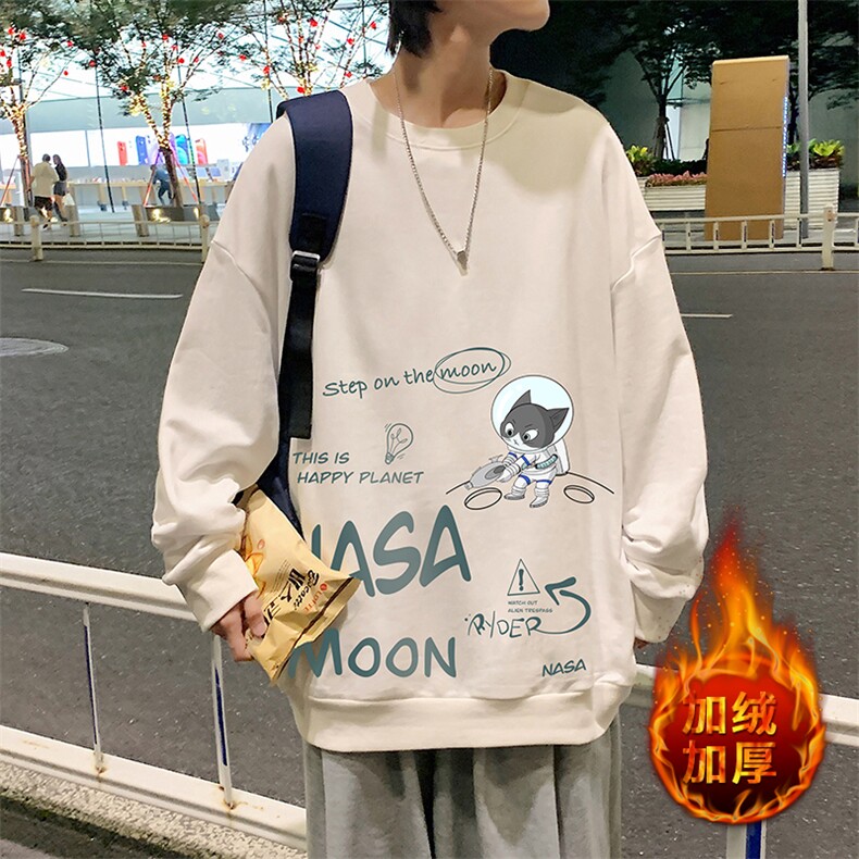S6187-P28加绒款-P33秋季圆领卫衣男大码韩版宽松长袖外套，男装卫衣，电商A040