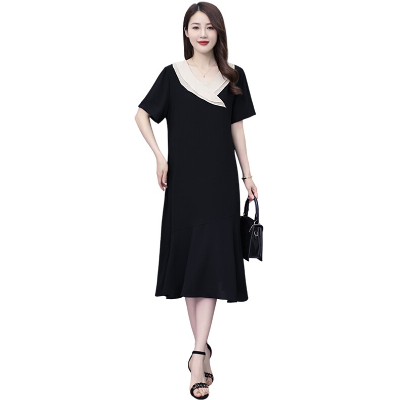 （现货）2025夏季新款200斤胖mm雪纺连衣裙女大码女装中长款裙子,女装连衣裙,深妍伊美