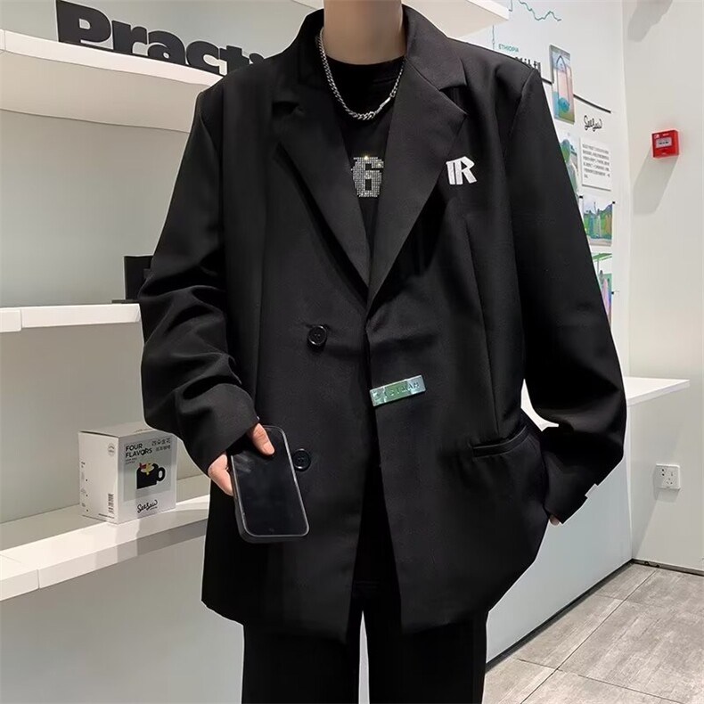 西服男韩版潮流垫肩美式高街帅气2025秋冬季新款ins外套W5353-P69图片