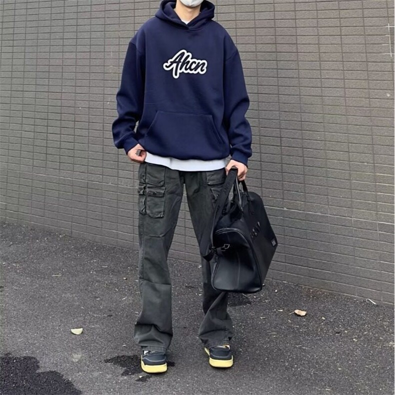 美式复古多口袋工装休闲裤设计感直筒宽松显瘦高街潮牌百搭长裤潮,男装休闲裤,星座506A