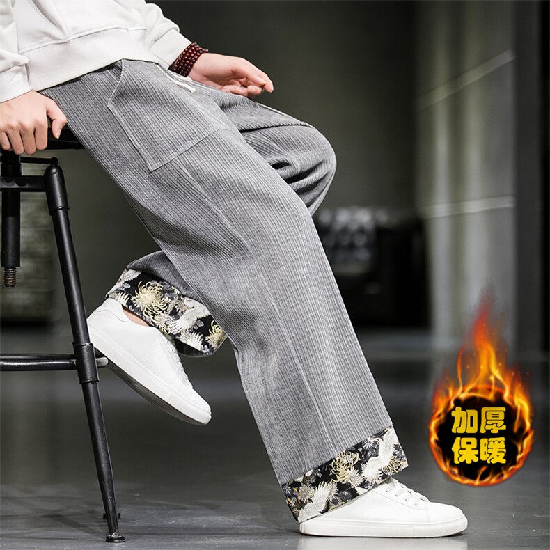2025冬季新款风加厚拼接小脚萝卜裤宽松休闲裤黑K110-P65,男装休闲裤,电商B277(原6028)
