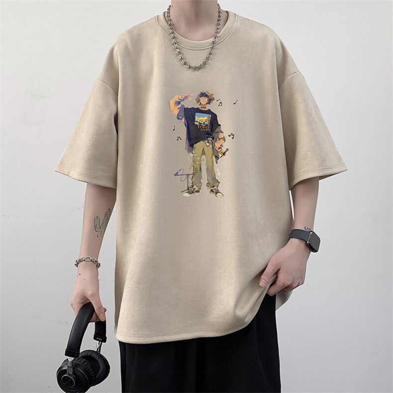 麂皮绒短袖t恤男大码半袖男 JD82419-P25图片
