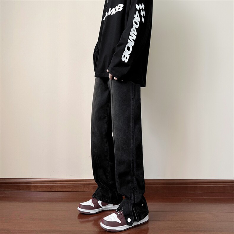 B221秋装美式ins高街拉链直筒百搭牛仔裤LK22042-P60控78,男装牛仔裤,电商B221