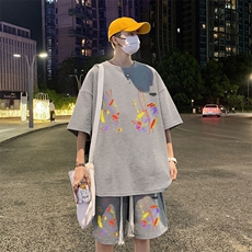 套装！华夫格套装短袖T恤短裤男HTZ529-特p：38，男装牛仔裤，电商B371