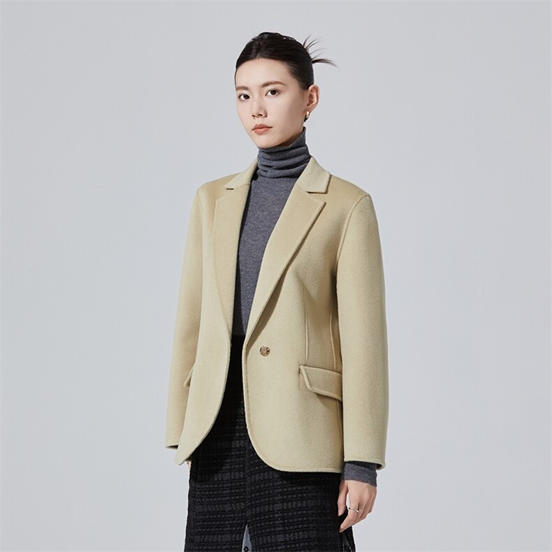 2025秋冬新款短款纯羊毛大衣女气质西装外套双面羊绒大衣毛呢外套，女装毛呢外套，高哲羊绒