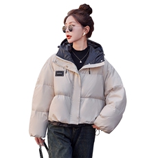 2024新款冬季韩版时尚90%拼色连帽加厚短款羽绒服外套，女装羽绒服，瑶迪依秀