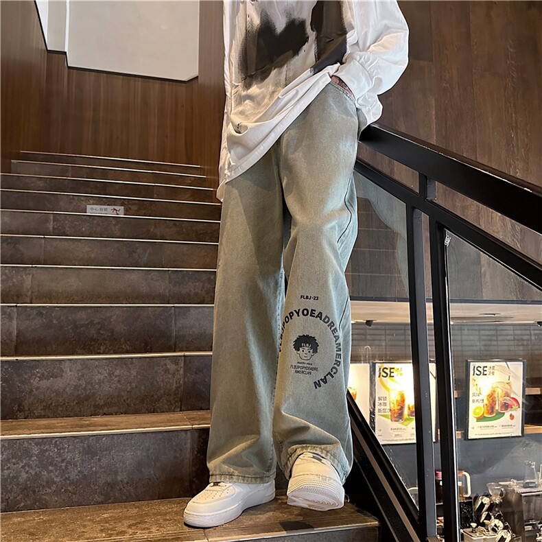 k1053-p45-控68M-5XL港风高阶黄泥黑暗宽松牛仔裤,男装牛仔裤,星座116