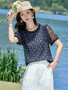 休闲宽松印花小衫女2026夏季新款亲肤透气遮肉显瘦衬衫短袖上衣图片