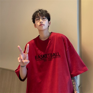 特P19控38  230g重磅纯棉灌篮高手印花港风短袖t恤男DT3139图片