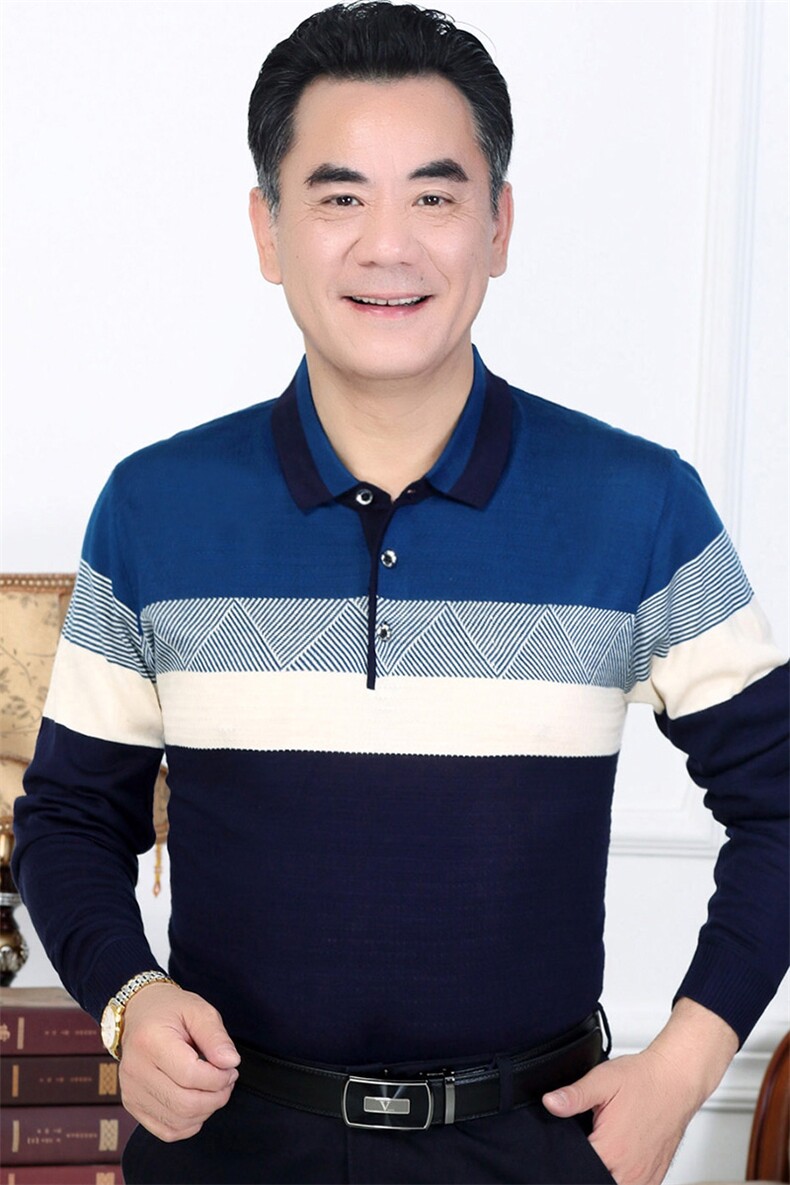 翻领卫衣男2023秋季新款中老年长袖t恤宽松潮流爸爸秋装休闲上衣,男装卫衣,电商B212（原钱塘6029）