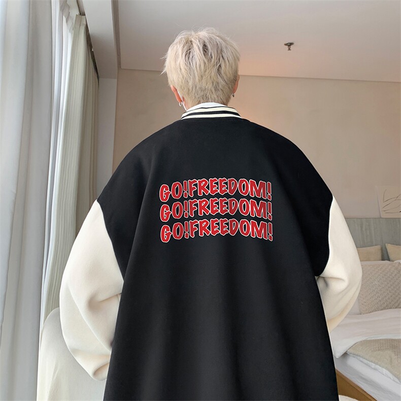 摇粒绒棒球服男大码开衫卫衣男夹克BF86338-P65,男装夹克,电商A040