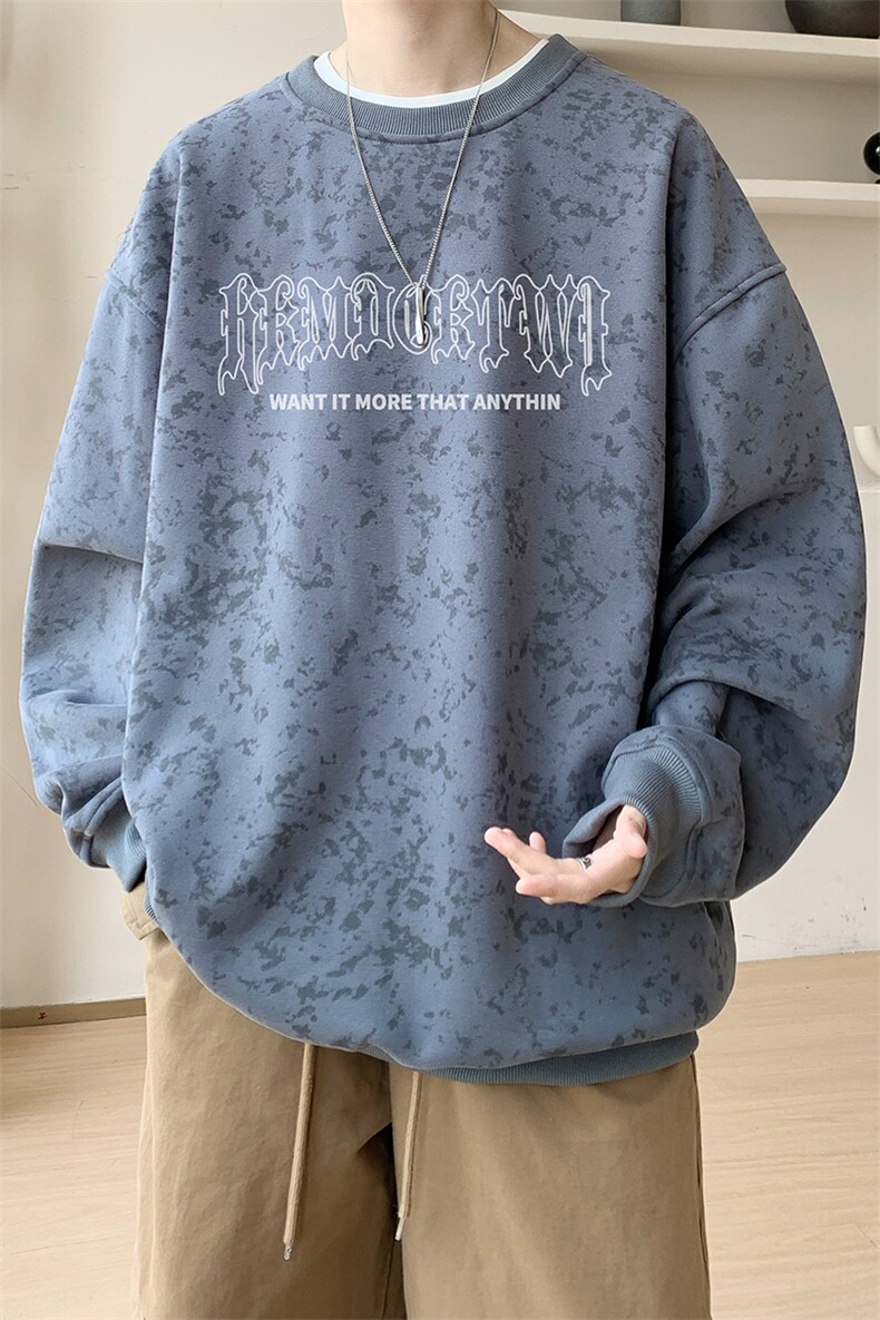 已注册/华棉内景秋冬重磅复古宽松圆领卫衣男WY00730/P35加绒P45,男装卫衣,电商B316