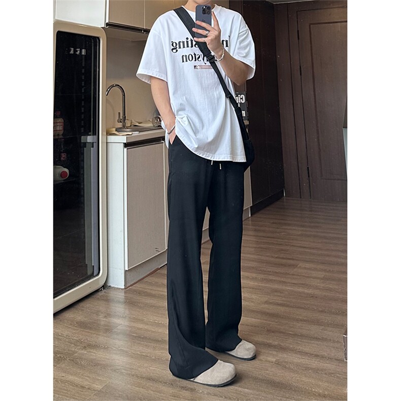 特批35夏季薄款纯黑速干松弛感西裤涤纶，男装西裤，电商基地A086