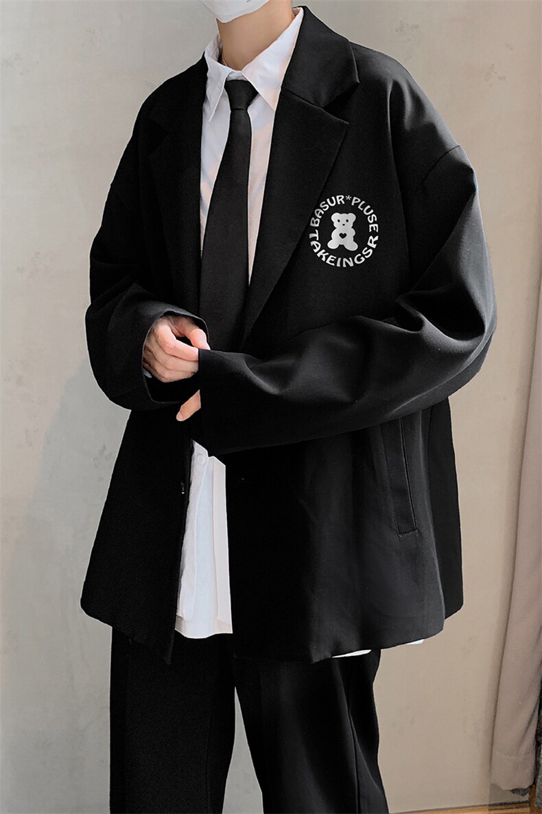 秋季港风新款韩版宽松翻领西装西服外套男XZ614P75控88,男装西服套装,电商A268A