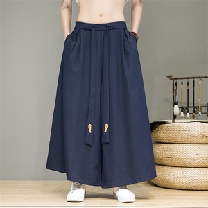 夏季 风宋制改良汉服绣花长裤古装冰丝阔腿裤情侣潮 K332/P85图片