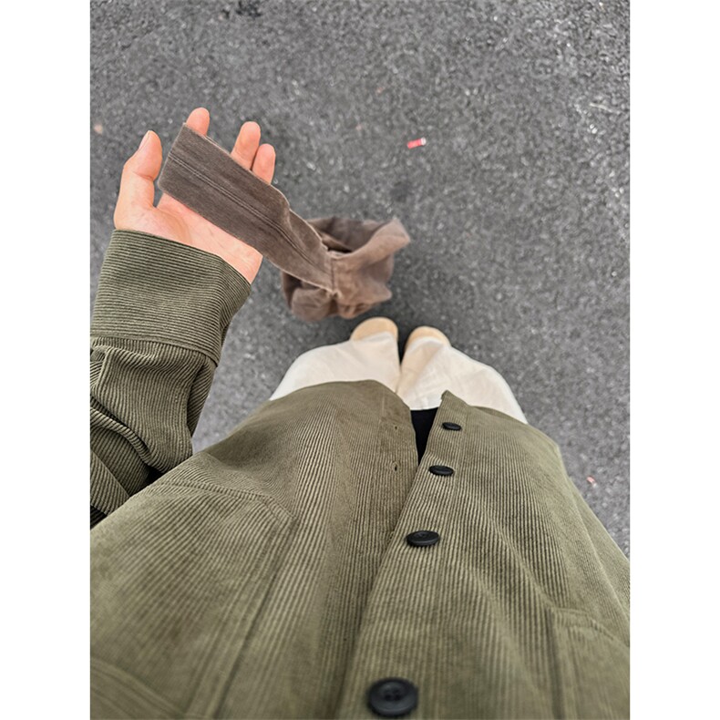 优优库平替灯芯绒衬衫秋冬款休闲宽松圆领长袖衬衣CS331-P35,男装衬衫,星座301C-5