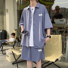 休闲运动套装男士夏季贴标青少年短袖短裤一套搭配TZ005-特批60，男装休闲裤，星座718-1