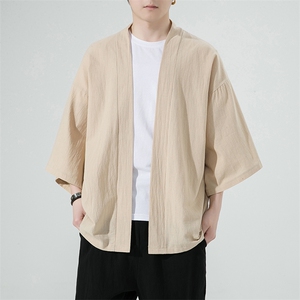 2023风春夏棉麻披风开衫男宽松防晒服小众风衣A203-666特p25图片