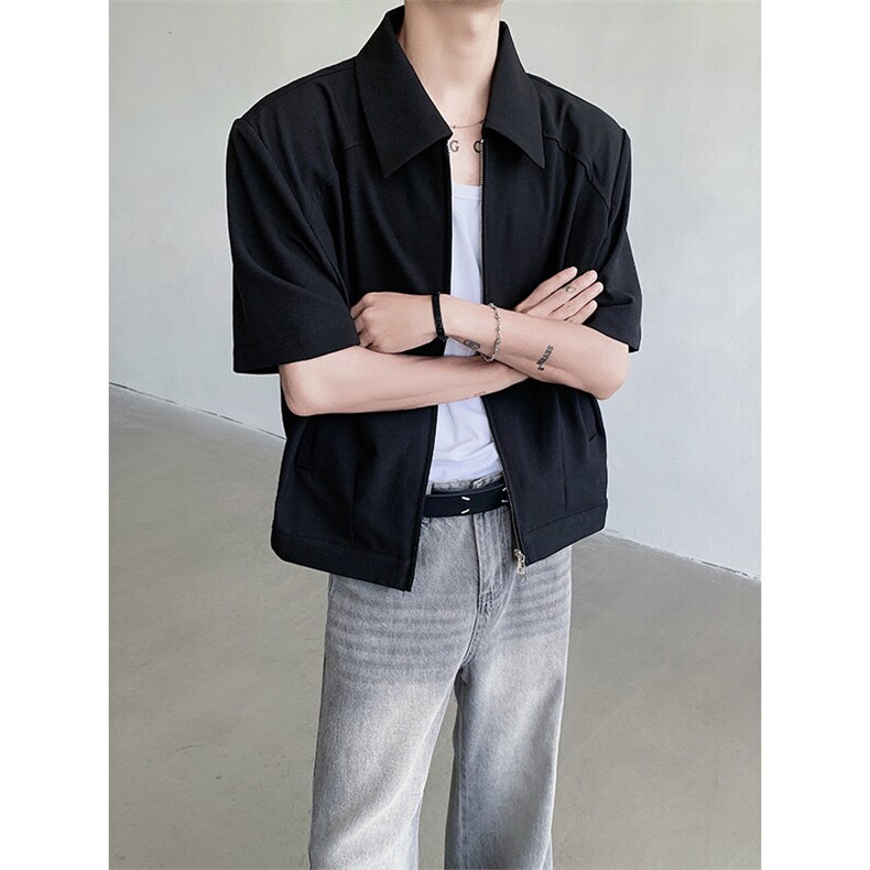 春夏季cleanfit简约短款夹克男痞帅黑色短袖外套JK933P85,男装夹克,星座512-1（原513-3）