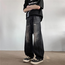 xz905-2-Z024##P65-（控98）立体猫须工艺水洗牛仔裤，男装牛仔裤，星座905-2