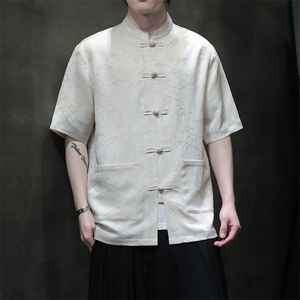 风现货夏季金山银山大好河山大码短袖衬衫A021-CS7098-P70图片
