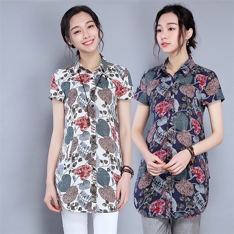 排多扣原创设计碎花2021年夏季短袖修身纽扣印花衬衫，女装衬衫，丽影随形