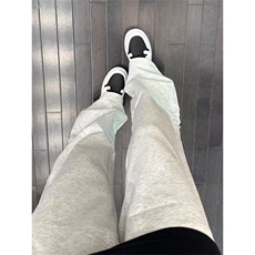 白花灰拼接三条杠运动卫裤男款秋季重磅迷彩条纹裤子美式休闲长裤，男装休闲裤，星座410-7