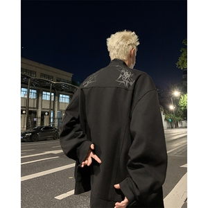 F400 P90男生秋装新中式潮牛仔外套男复古宽松水洗图片
