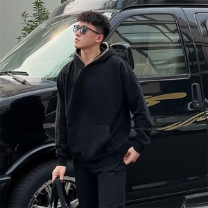 抖音得物高品质二开 25秋冬美式重磅宽松纯色连帽贝壳刺绣卫衣W63图片