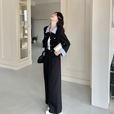 条纹拼接西装外套直筒阔腿裤套装女2025秋季新款韩系小个子两件套，女装套装/套裙，2C266
