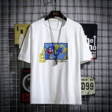2021夏季新网格风日系大码男已注册卡通印花短袖T恤T1050-P25，男装T恤，电商A001