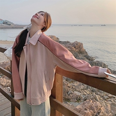 独特漂亮超好看粉色麂皮绒外套女春秋2025年超火气质短款皮衣夹克，女装短外套，浙宝189
