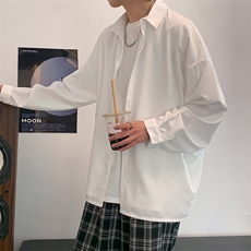 秋季纯色长袖衬衫男港风学院风简约百搭外穿衬衣女C215-P30，男装衬衫，电商D202