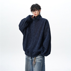 特批扎染开衫卫衣男美式重磅解构拼接脏脏拉链立领外套KS008-TP65，女装短外套，电商B312