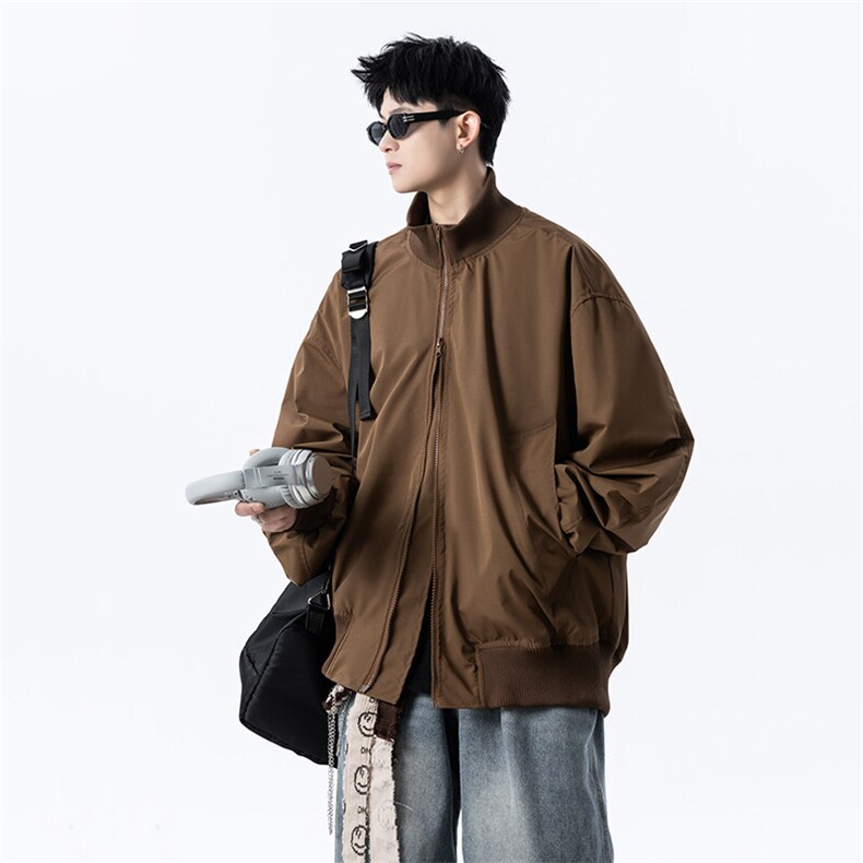 港风日系复古设计感拼接高领开衫夹克外套XZ213-JK4000-P60控88,男装夹克,星座213