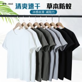 夏季男士圆领短袖T恤宽松休闲上衣简约百搭图片