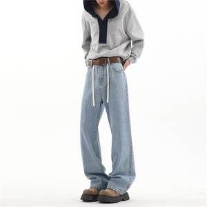 主推现货（S-4XL）秋冬纯棉宽松直筒牛仔长裤男A080-8216-P55控78图片