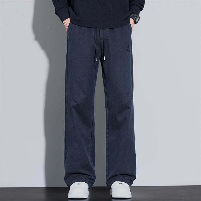 休闲裤男秋季新款莱赛尔垂坠感阔腿宽松仿牛仔直筒裤K3508-特P45，男装休闲裤，星座610（原A335）