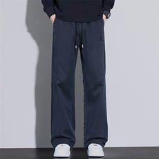 休闲裤男秋季新款莱赛尔垂坠感阔腿宽松仿牛仔直筒裤K3508-特P45，男装休闲裤，星座610（原A335）