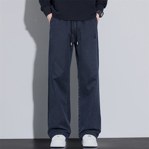 休闲裤男秋季新款莱赛尔垂坠感阔腿宽松仿牛仔直筒裤K3508-特P45,男装休闲裤,星座610（原A335）