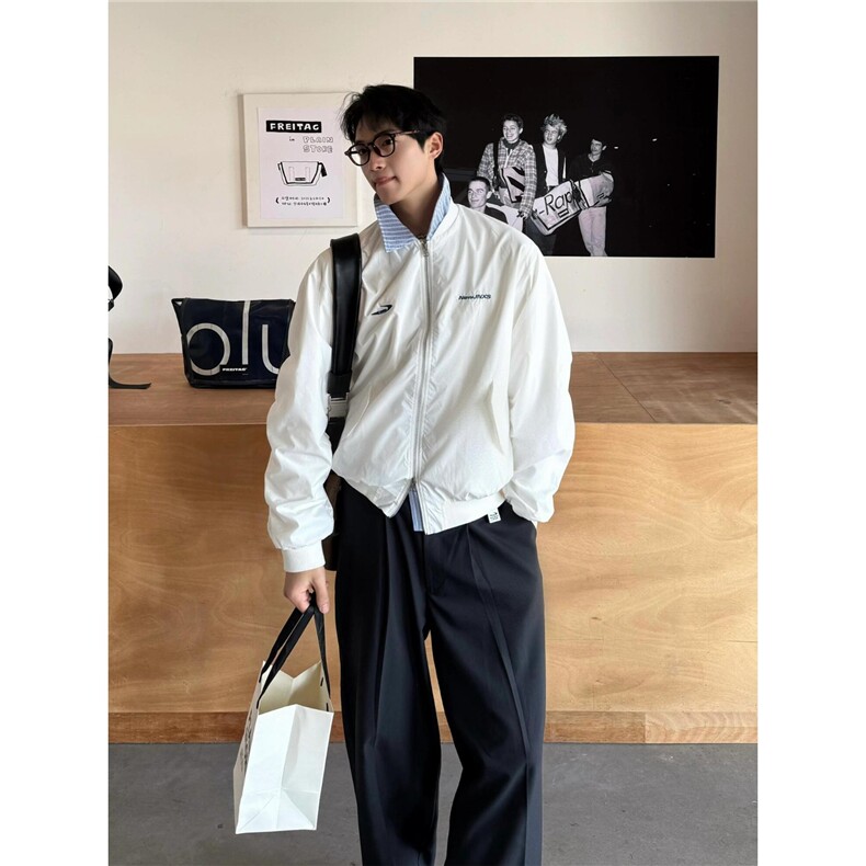 B991-P62美式复古绣花假两件翻领棒球服，女装职业装，电商B323A